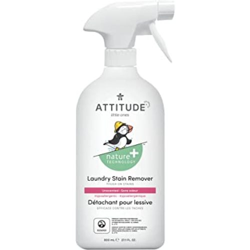 ATTITUDE Baby Laundry Stain Remover, Plant and Mineral-Based Ingredients, Vegan and Cruelty-free Household Products, Unscented, 27.1 Fl Oz