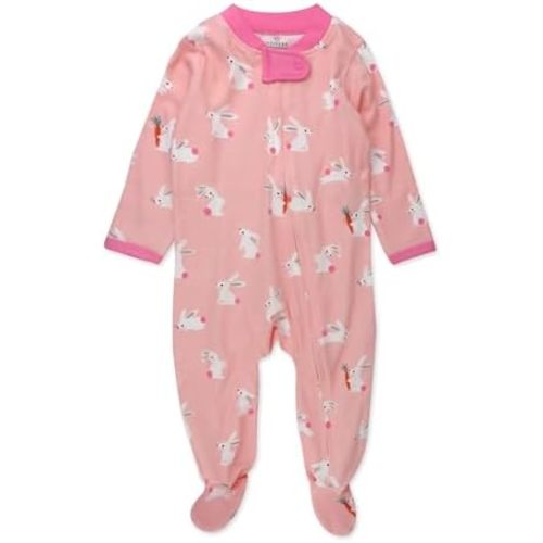 HonestBaby Baby Girls' Sleep and Play Footed Pajamas One-Piece Sleeper Jumpsuit Zip-front Pjs Organic Cotton