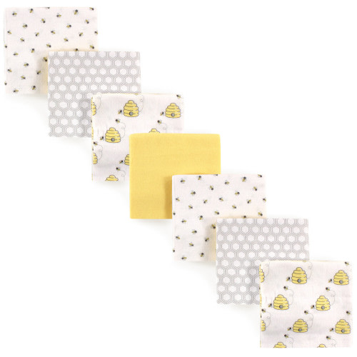Hudson Baby Cotton Poly Flannel Receiving Blankets Bundle, Bee