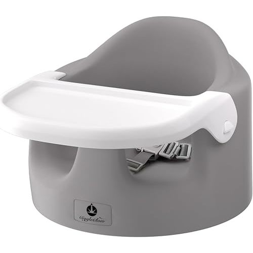Baby Floor Seat Lounger & Booster with Removable Tray – Portable Feeding & Activity Seat for Infants, Gray, Ideal for Sitting, Mealtime Support, and Playtime