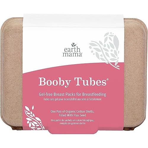 Earth Mama Booby Tubes | Gel-Free Hot & Cold Compress Nursing Packs for Breastfeeding & Tender Breasts, 4.2-Ounce