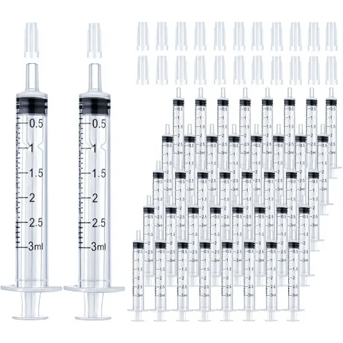 100 Pack 3mL Syringe with Tip Cap for Liquid, 3cc Plastic Syringes with Cover, Non-Sterile, No Needle