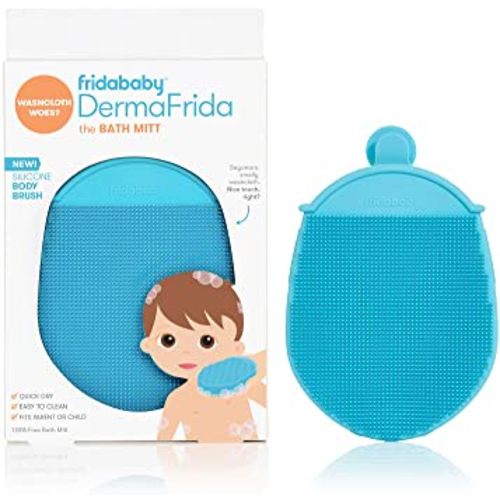 Frida Baby DermaFrida the Bath Mitt | Toddler Quick-Dry Body Bath Brush, Silicone, Replacement to Kid's Washcloth | Fits Both Parent or Child for Early Stage Development