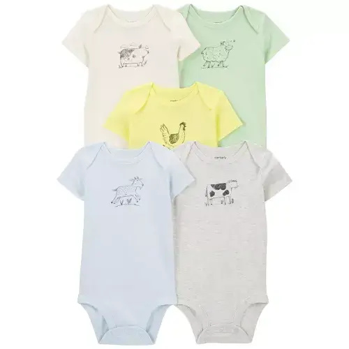 Baby Carter's Farm Animals Bodysuits 5-Pack