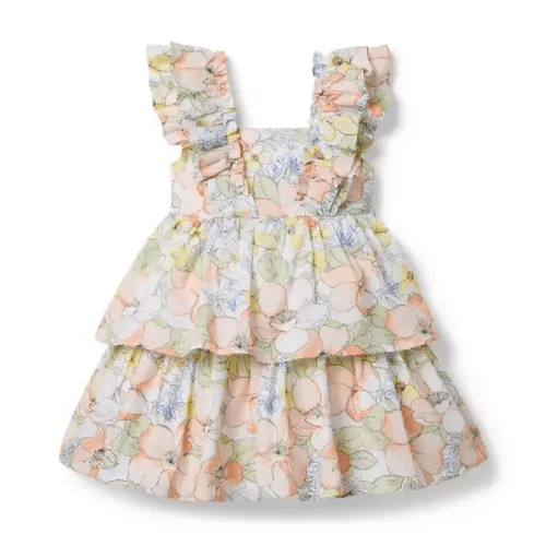 Girl White Floral Floral Tiered Dress by Janie and Jack