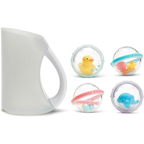 Munchkin® Rinse™ Shampoo Bath Rinser, Blue & ® Float & Play Bubbles™ Baby and Toddler Bath Toy, 4 Count