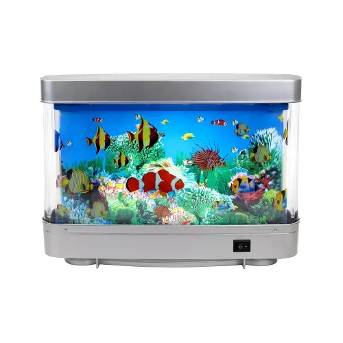 Lightahead Sensory Artificial Aquarium Lamp – LED Virtual Fake Fish Tank with Moving Marine Life Animation Ocean in Motion– Relaxing Ocean Scene Night Light for Kids and Adults (Marine Life A)