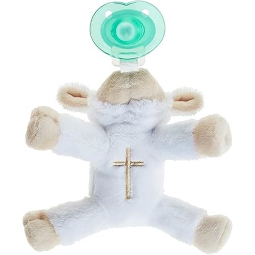 Nookums Paci-Plushies Buddies Adapts to Name Brand Pacifiers, Suitable for All Ages, Plush Toy Includes Detachable Pacifier (Lovie Lamb with Cross on Belly)