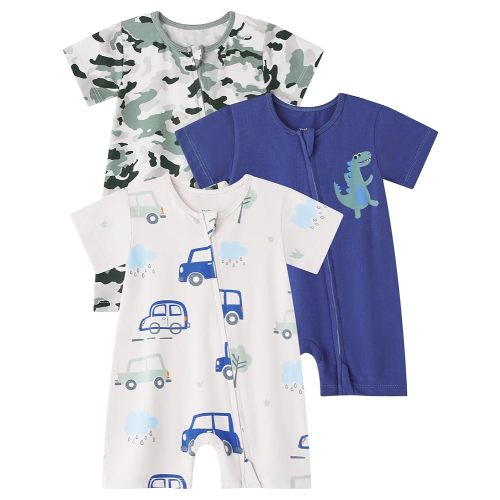 Yoofoss Baby Boy and Girl Romper Short Sleeve Newborn Summer Clothes 2-Way Zipper Baby Outfit Soft and Breathbale