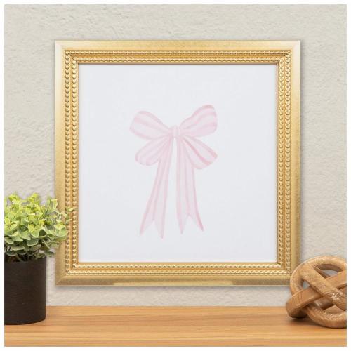 Pink Striped Bow Wood Wall Decor