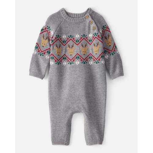 Baby Boy Fair Isle Long-Sleeve Jumpsuit - Grey - Carter's | Carter's