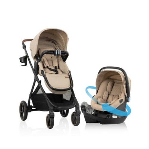 Evenflo Shyft Intuiti+ Travel System Featuring Revolve180 LiteMax NXT with Sensory Soothe - Travertine