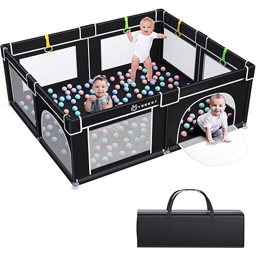 YOBEST Baby Playpen, Small Infant Playard with Gates, Sturdy Safety Playpen with Soft Breathable Mesh, Indoor & Outdoor Toddler Play Pen Activity Center for Babies, Kids, Toddlers