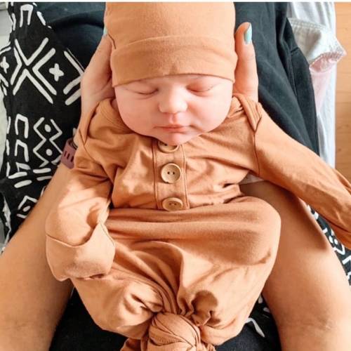 Camel Bamboo Knotted Gown & Hat Set