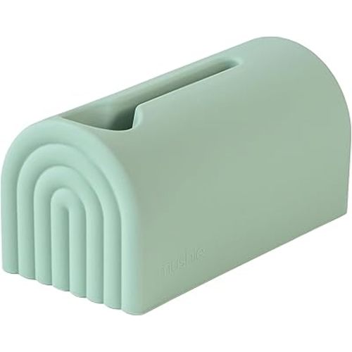 mushie Bath Spout Cover | Soft Silicone Bathtub Faucet Safety Guard for Kids | Universal Fit (Cambridge Blue)