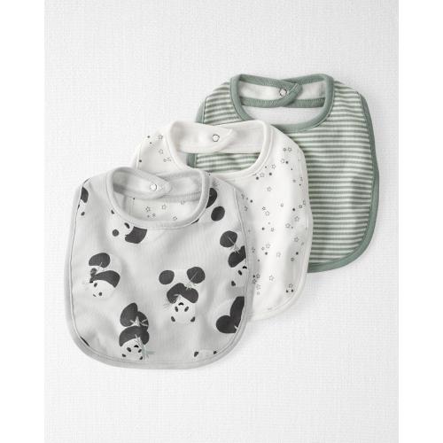 Baby 3-Pack Organic Cotton Bibs - Style,Panda, Stars
