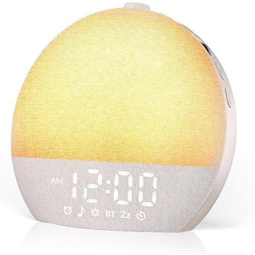 Geuuap Sunrise Alarm Clock White Noise Machine with Bluetooth Speaker,Khaki