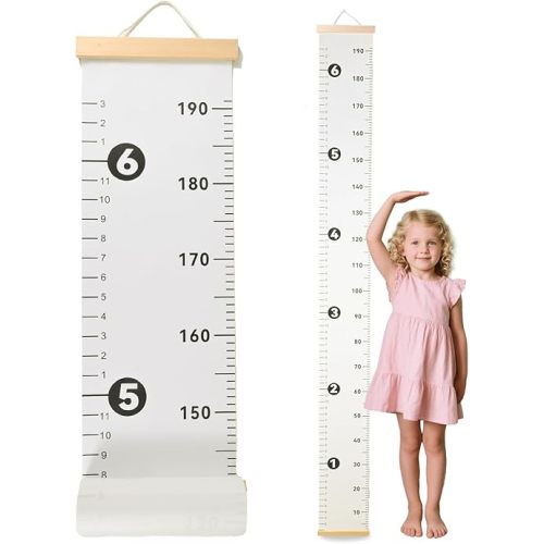 Growth Chart for Wall, Height Chart for Kids, Upgraded Full Length 78.34x8.26 Inches Removable Canvas Measurement Ruler Toddler Tracker Marker for Baby Child Nursery Bedroom Playroom Wall Decor