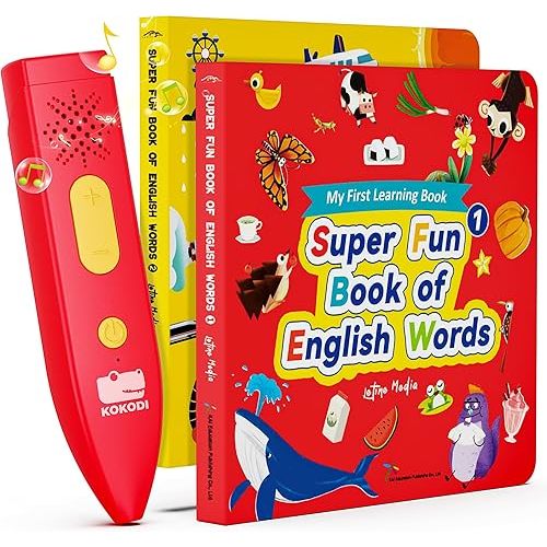 KOKODI Talking Pen Books Sets, Interactive Audio Sound Books Kids Learning Electronic Toys for Boys Girls, Autism Sensory Games, Early Educational Gifts Birthday Gifts for Toddlers Kids Age 2 3 4 5