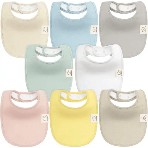 KeaBabies 8-Pack Organic Baby Bibs for Girls, Boys - Quilted Cotton Cloth Baby Drool Bibs for Drooling and Teething Toddler, Newborn, Infant, Soft & Super Absorbent (Dawn)