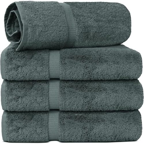 Chakir Turkish Linens | Hotel & Spa Quality 100% Cotton Premium Turkish Towels | Soft & Absorbent (30x60 Inches Extra Large Bath Towels, Set of 4 - Dark Gray)