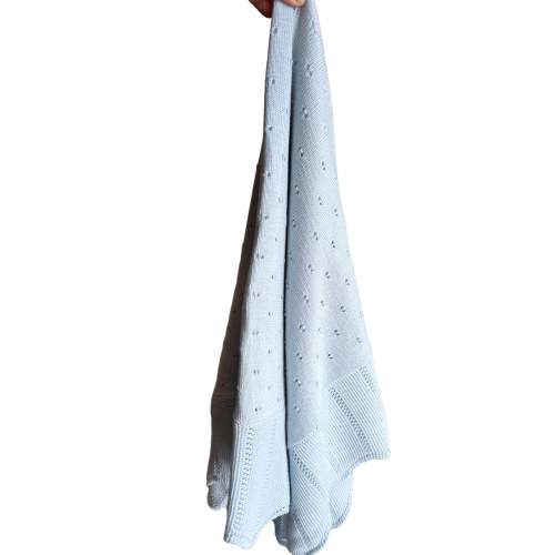 Lace Edge Light Blue Blanket
