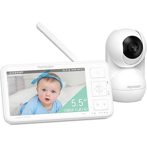 Momcozy Video Baby Monitor, 5.5” 1080P Full HD Baby Monitor with Camera No WiFi, Infrared Night Vision, 5800mAh 120-hrs Battery, ECO, VOX, 2-Way Audio, 1640ft Range, Record and Rewind Locally, BM03