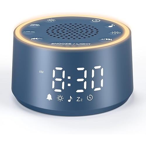 Dreamegg Sound Machine & Alarm Clock - White Noise Machine with 7 Wake-Up Sounds, 0-100% Dimmable, Night Light, Sound Machine for Sleeping, Office, Home, Travel Essentials Gift, Navy