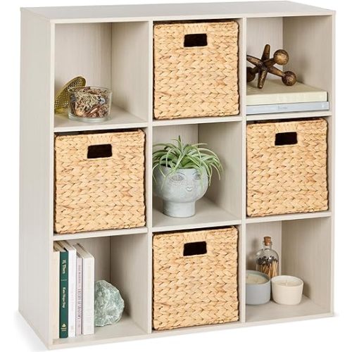 Best Choice Products 9-Cube Storage Organizer, 13.5in Shelf Opening, Bookcase, Display Shelf, Customizable w/ 3 Removable Back Panels – Whitewash