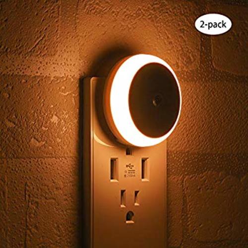 LED Night Light, with Dusk to Dawn Sensor, Diffused Light, Energy Efficient, Plug in Night Light for Bedroom, Bathroom, Kitchen, Hallway, Stairs, Kids Room, Warm White, 2 Pack