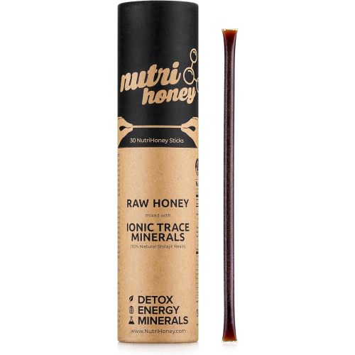 NATURAL SHILAJIT Honey Sticks - Shilajit Resin with Raw Honey, Fulvic Acid & Trace Minerals, Plant Based Nutrients for Energy, Immune Support & Vitality - 30 Shilajit Honey Sticks