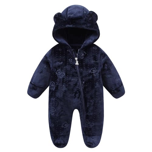 Fairy Baby Newborn Baby Bear Suit Thin Fleece Footie Romper Snowsuit Hooded Jumpsuit Bodysuit Winter Clothes Boy Girl 0-12M