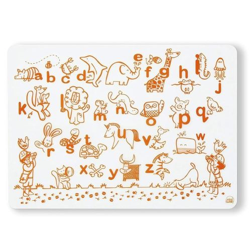 modern-twist 100% Plastic Free Silicone Waterproof, Dishwasher Safe Doodle Mat, Single Mat, Alphabet Animals