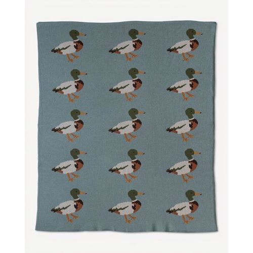 Creative Co-Op Soft Cotton Knit Baby Blanket with Decorative Duck Print, Multicolor