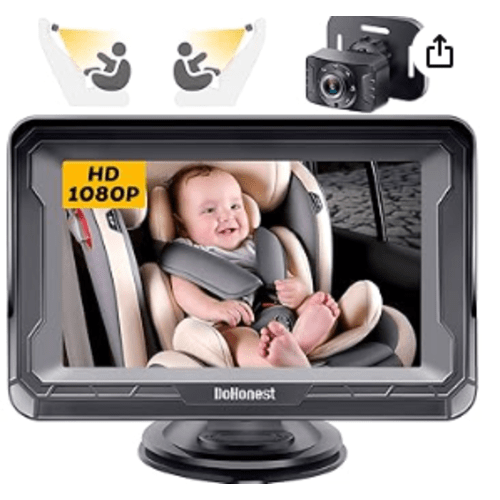 DoHonest Baby Car Camera HD 1080P - Rear-Facing Car Baby Monitor with Night Vision, Adjustable View Angle, Easy Setup, Anti-Glare Display, Safety for Kids & Infants