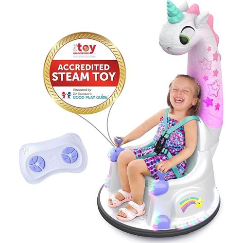 Bumper Car for Kids, 12V Electric Ride on Toy with Remote Control, LED Lights & Music for Toddlers 1-3, Birthday Gift Ages 1 2 3 4 5 Years Old Boys & Girl, Baby & Children 3-6, Unicorn
