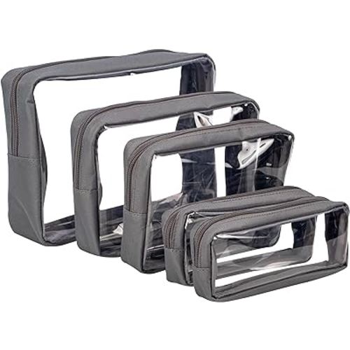 TSA Approved 5-Piece Diaper Bag Organizer Pouch Set Clear Waterproof TPU Kids Toiletry Storage Set Travel Packing Clutch Cube Bags for Baby Nursing (Grey)