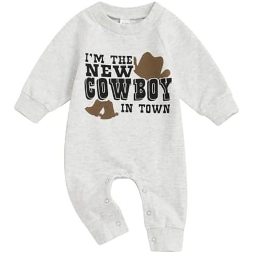 Newborn Western Cowboy Outfits Baby Boy Sweatshirt Romper Jumpsuit Cow Print Oversized Bodysuit Overall Country Stuff