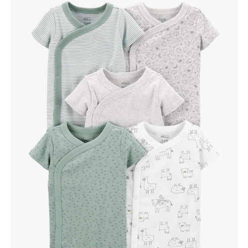 Simple Joys by Carter's Paquete de 5 mamelucos unisex de manga corta con cierre lateral para bebé