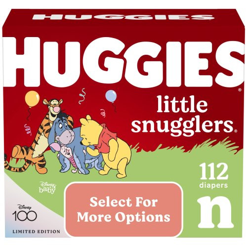 Huggies Little Snugglers Newborn Baby Diapers, 112 Ct, Leak-Free Protection, Gentle Skin Care, Hypoallergenic