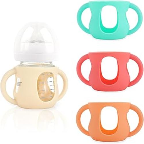 4-Pack Silicone Sleeves for Philips Avent Glass Bottles, BPA-Free Drop-Resistant Baby Bottle Sleeves with Handles, Compatible with Philips Avent Natural Glass Baby Bottles (4 oz)
