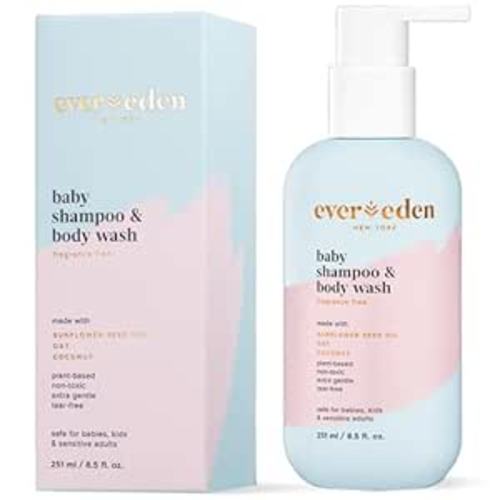Evereden Baby Shampoo and Body Wash 8.5 fl oz. | Clean and Natural Baby Care | Non-toxic and Fragrance Free | Plant-based and Organic Ingredients - Body Shampoo + Body Wash