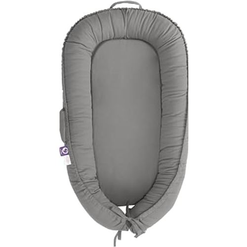 Infant Lounger, Baby Nest Cover for Baby Girls & Boys, Newborn Essentials for Baby 0-12 Months, 100% Cotton Breathable, Co Sleeper for Baby in Bed (Slate_Gray)