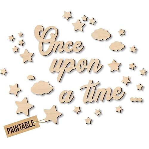 Once Upon A Time Sign For Nursery Decor - Once Upon A Time Wall Decor, Reading Corner Decor For Kids, Wood Reading Sign For Kids Bookshelf Decor