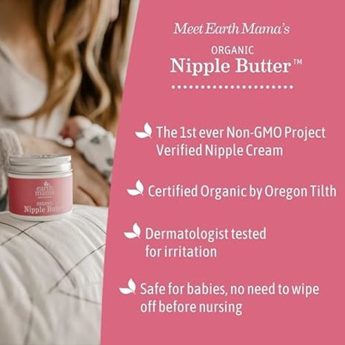 Earth Mama Organic Nipple Butter™ | Nipple Cream Safe for Breastfeeding | Postpartum Essentials for Nursing | Non Lanolin Nipple Cream, 2 fl oz (2-Pk)