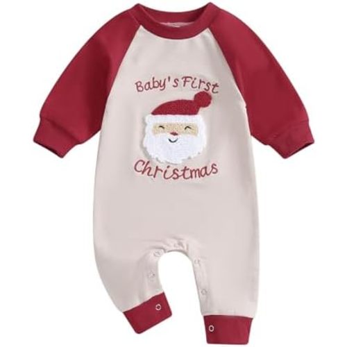 FYBITBO Infant Baby Boy Girl Clothing Santa Long Sleeve Jumpsuit Romper Newborn First Christmas Outfit One Piece Clothes