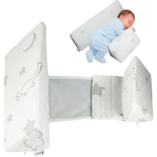 Baby Wedge Support Pillow for Newborns, Soft Breathable Infant Side Support Cushion, Removable Washable Bamboo Fabric Cover, Adjustable Width Design