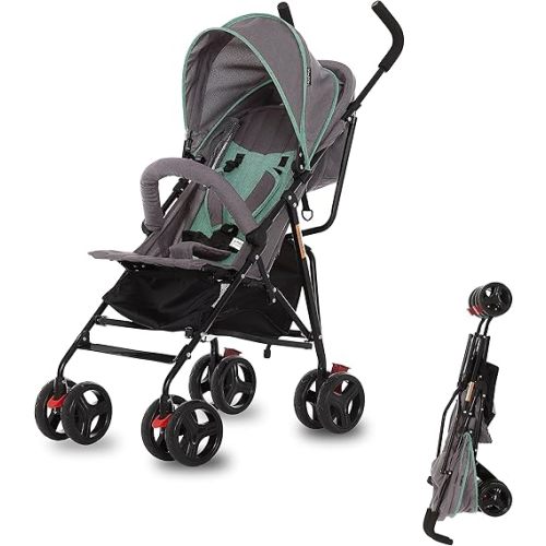 Dream On Me Vista Moonwalk Baby Stroller in Mint, Lightweight Infant Stroller with Compact Fold, Multi-Position Recline Umbrella Stroller with Canopy, Extra Large Storage and Cup Holder