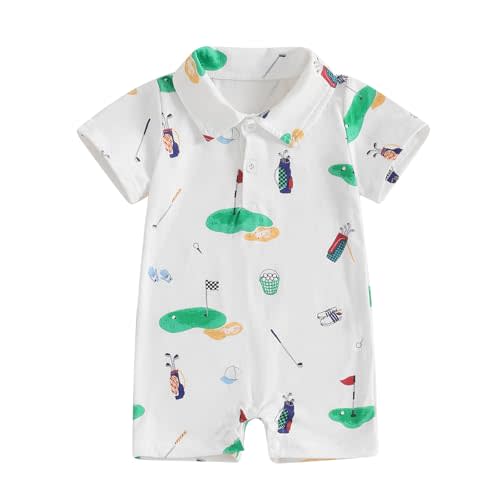 Doisbetthsay Baby Boy Rompers Half Button-up Jumpsuit Short Sleeve Bodysuit Summer Clothes