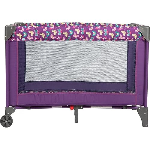 Cosco Funsport Compact Portable Playard, Lightweight, Easy Set up, Foldable Baby Playpen with Carry Bag, Butterfly Twirl